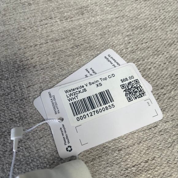 LULULEMON Waterside V Swim Top C/D NWT White Tan Extra Small XS UV Quick Dry - Picture 4 of 7